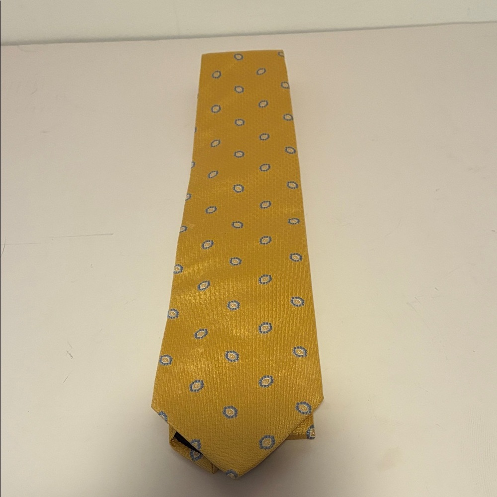 Brooks Brothers Yellow Tie with Blue Dots